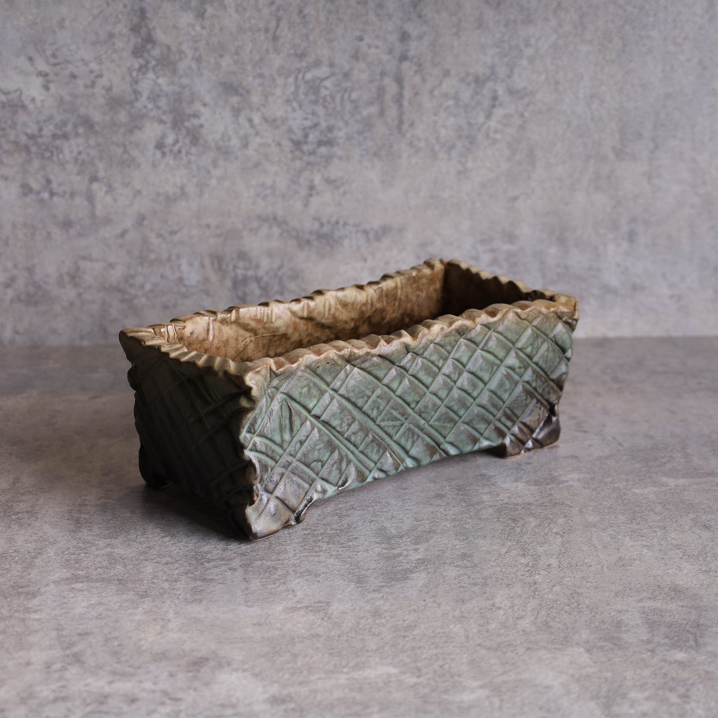 鶯歌老街紀念 復古手拉坏彩陶藝 方口土栽多肉種植花盆栽 Y045