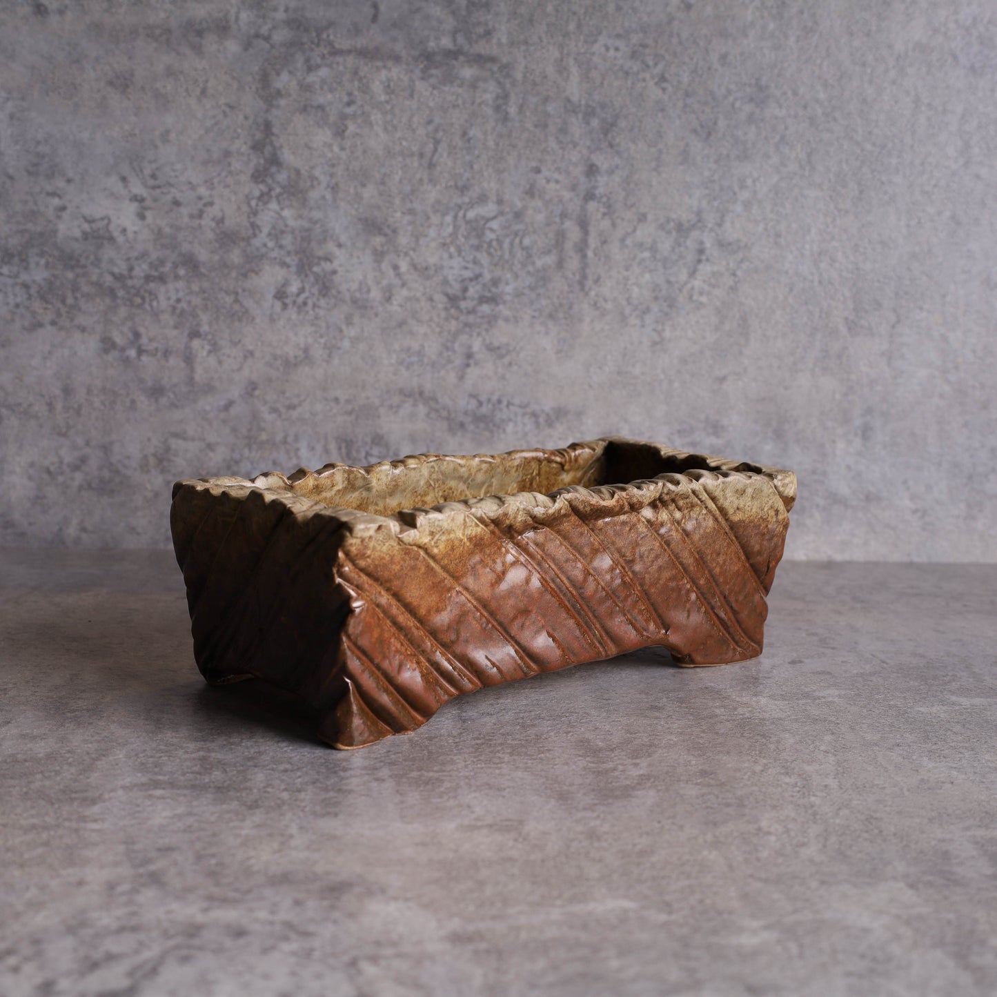 鶯歌老街紀念 復古手拉坏彩陶藝 方口土栽多肉種植花盆栽 Y046