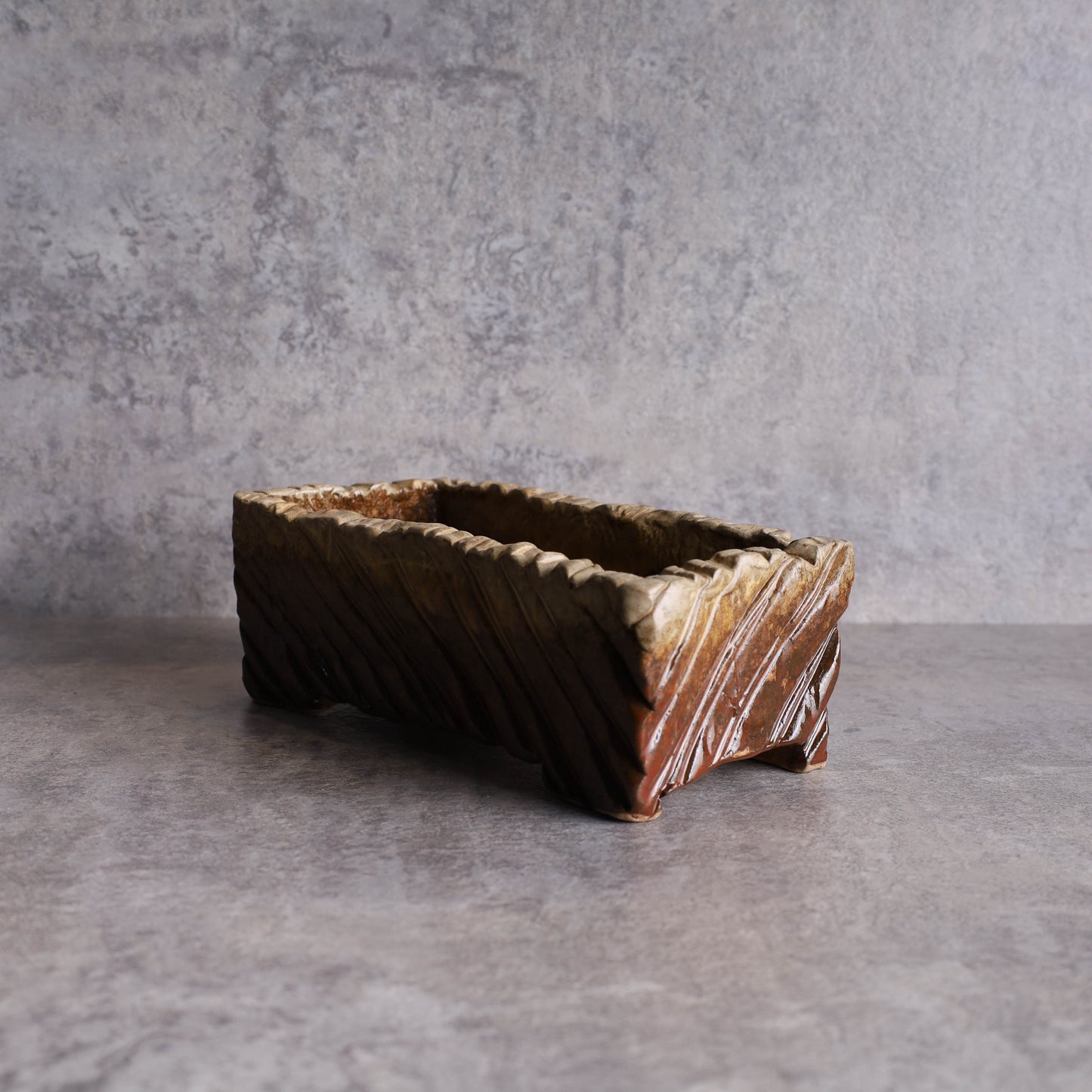 鶯歌老街紀念 復古手拉坏彩陶藝 方口土栽多肉種植花盆栽 Y046