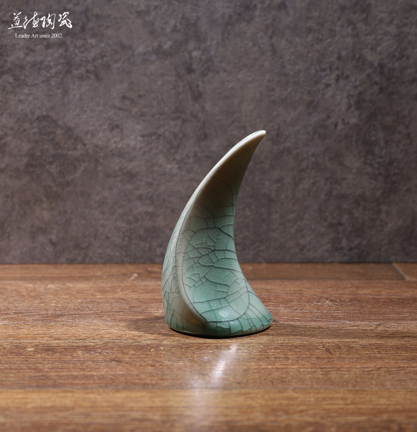 LEADER牛角植栽插花瓶 居家綠植水栽手工花器 彩陶哥窯青瓷志野燒