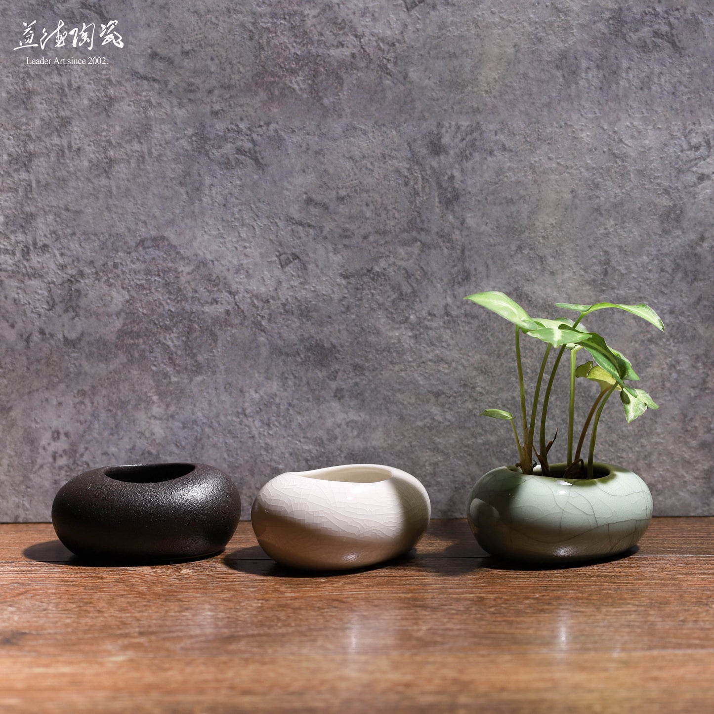 LEADER蛋器花瓶 手工陶藝花器 彩陶哥窯汝白石墨水栽居家綠植