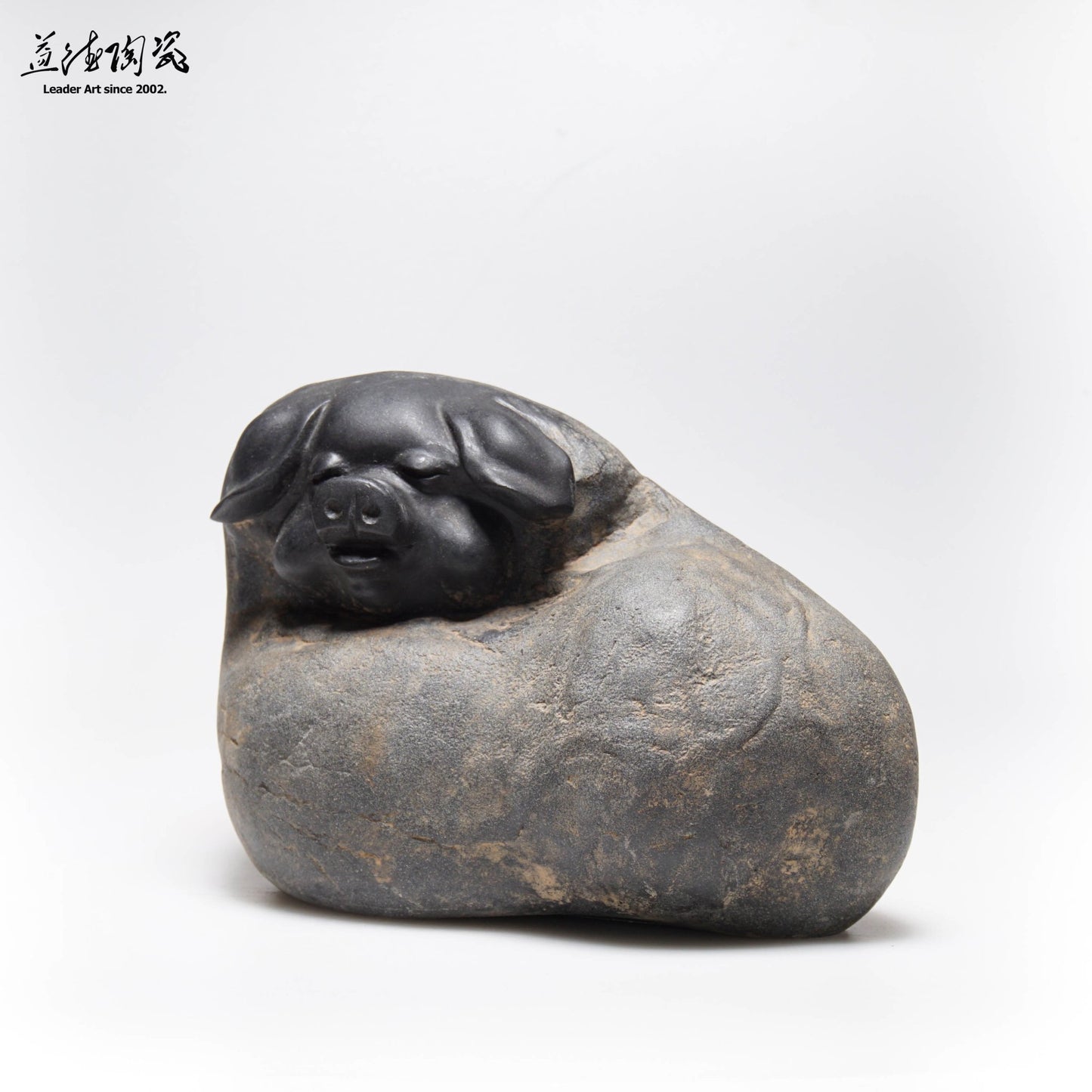 母子豬 Sows and piglets - stone carving - LEADER 益德 | 居家設計藝品・人文茶器・空間美學作品