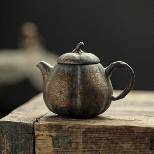 南瓜壺 - 日式禪風鐵釉手工刷金 鶯歌茶具