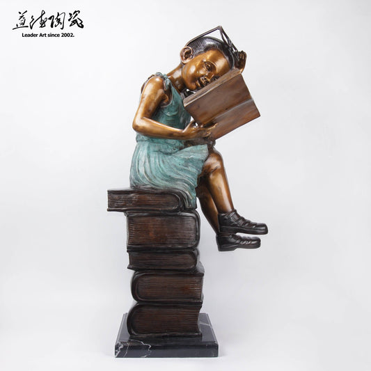 A reading girl － Bronze Sculpture Design - LEADER 益德 | 居家設計藝品・人文茶器・空間美學作品